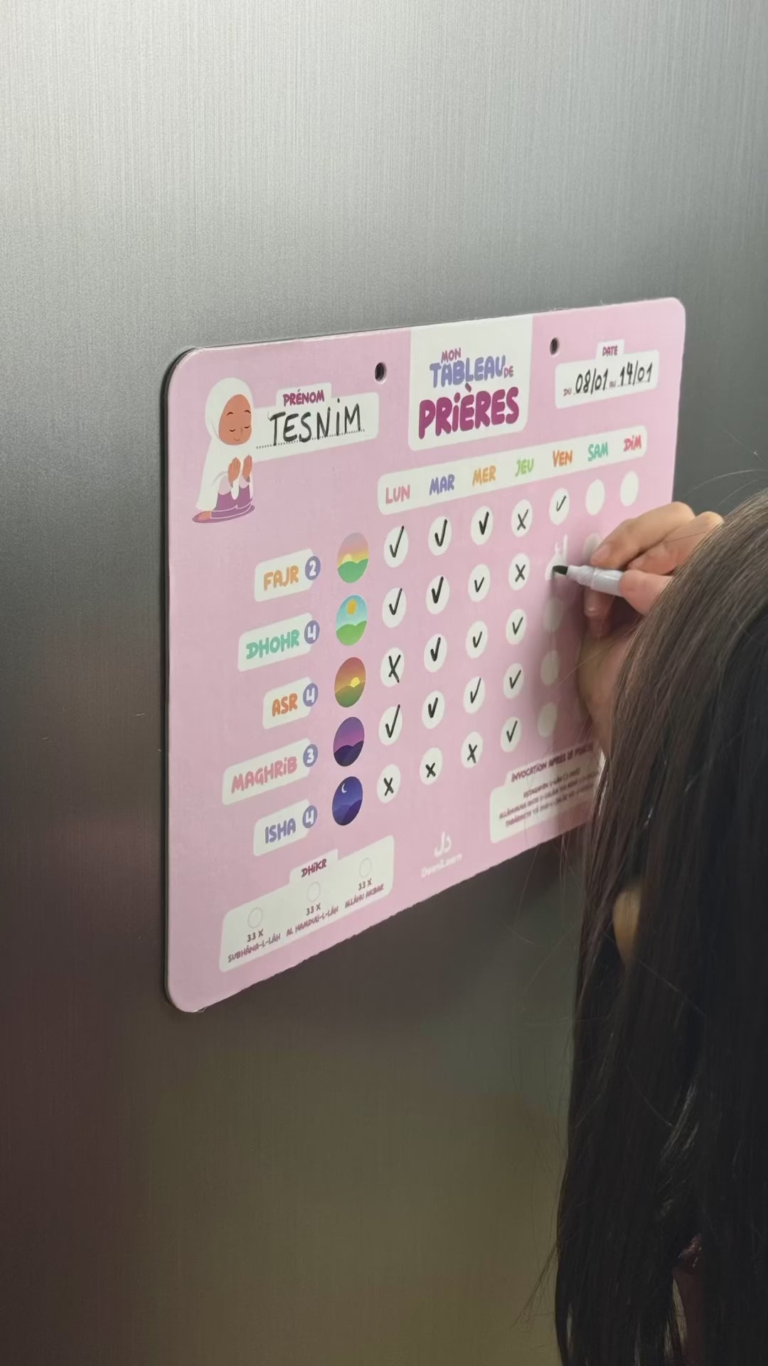 Mon tableau de prières :  Pour un suivi hebdomadaire de mes 5 prières