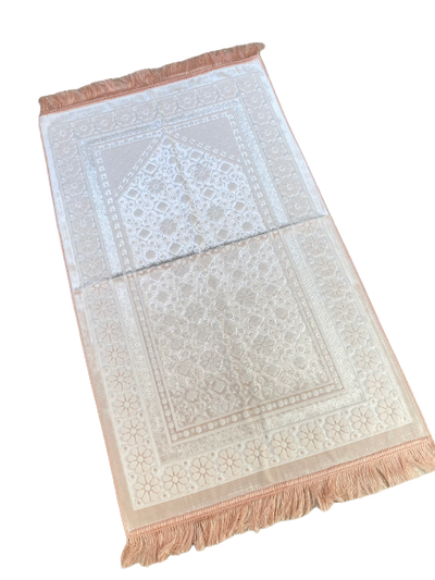 Salmon Pink Floral Prayer Rug