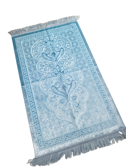 Turquoise Blue Floral Prayer Rug